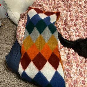 Zara Colorful Argyle Patterned Blanket scarf